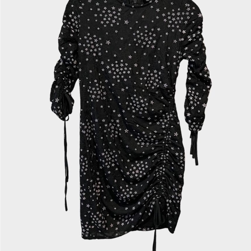 Topshop Black Starry Long Sleeve Dress